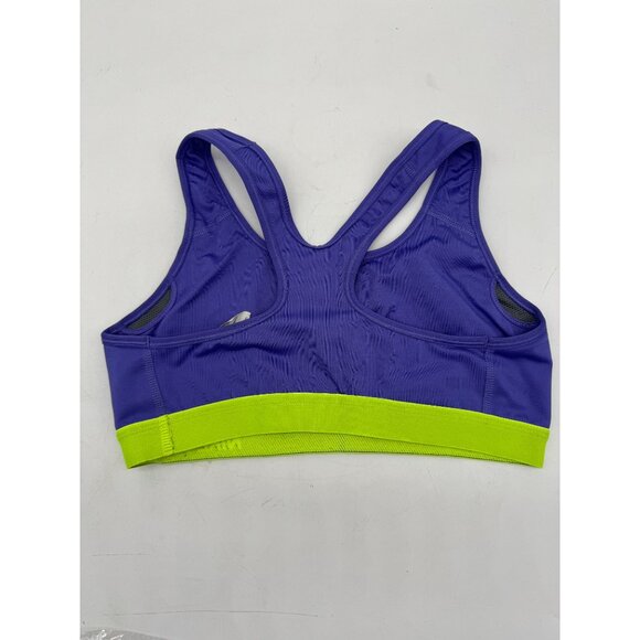 Nike Pro Womens Dri-Fit Sports Bra Size M Purple Neon Green Logo Racerback Gym - Picture 7 of 8